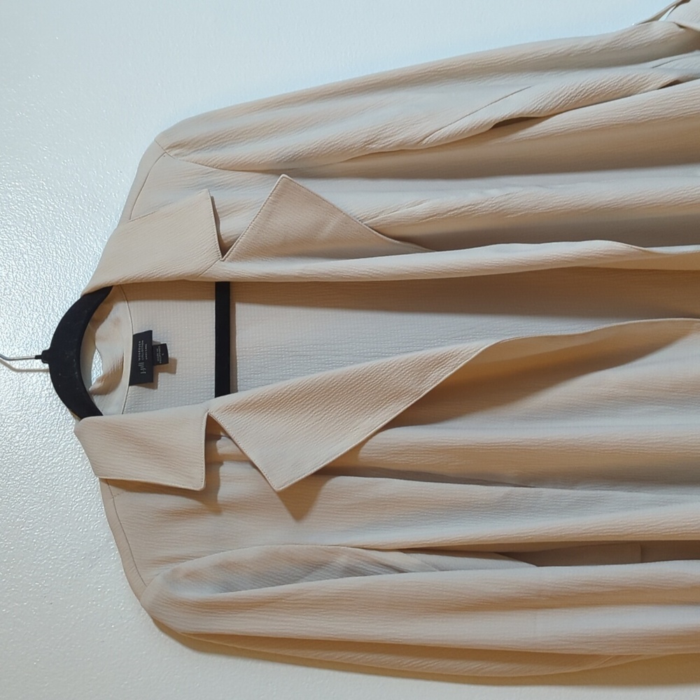 J. Jill Beige Wearever Draped Open Front Light Weight Trench Jacket Small - Picture 3 of 8